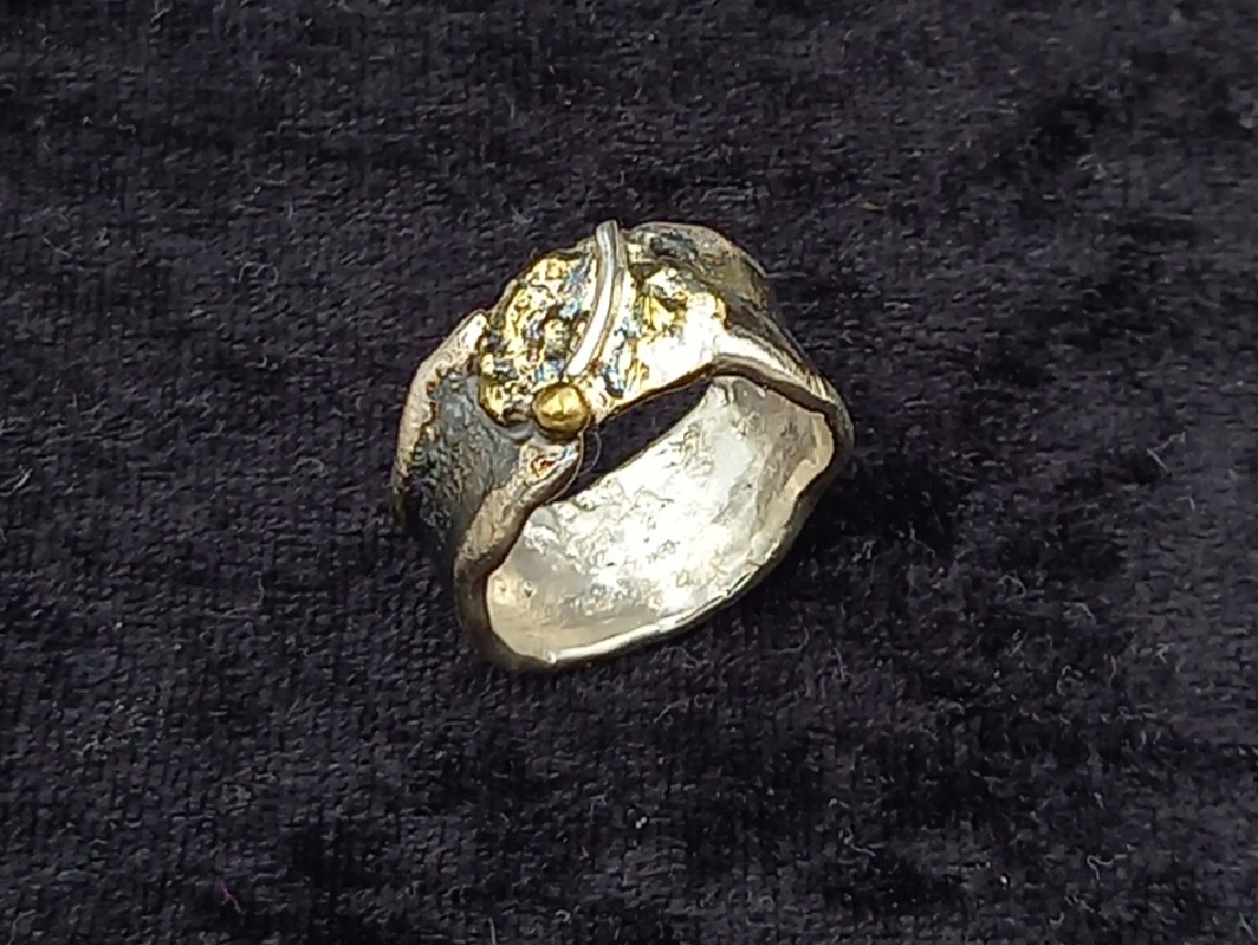 Silver Ring Oxidized with bronze