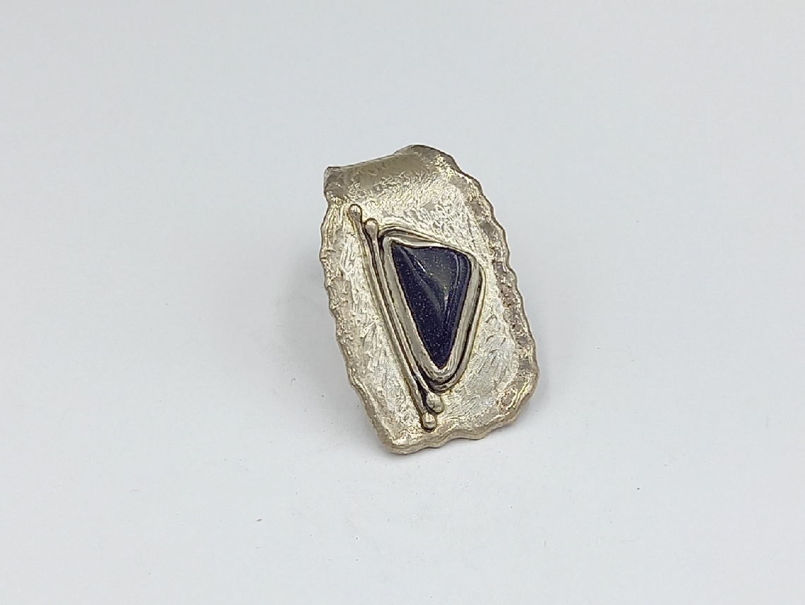 Silver Ring with Gold River stone