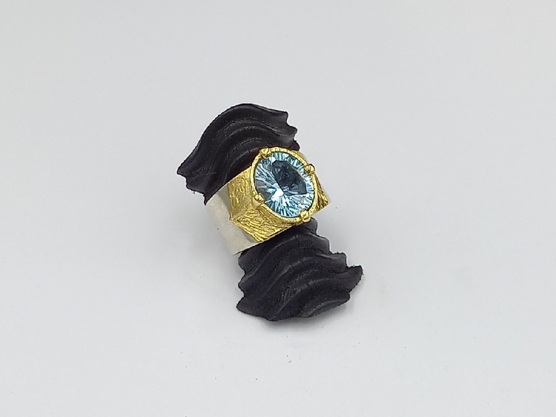 Silver Ring Anointed with Blue Topaz stone